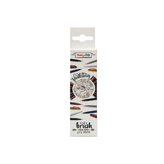 Brushpen Pentel Sign SES15C City Crush assorti 6 stuks