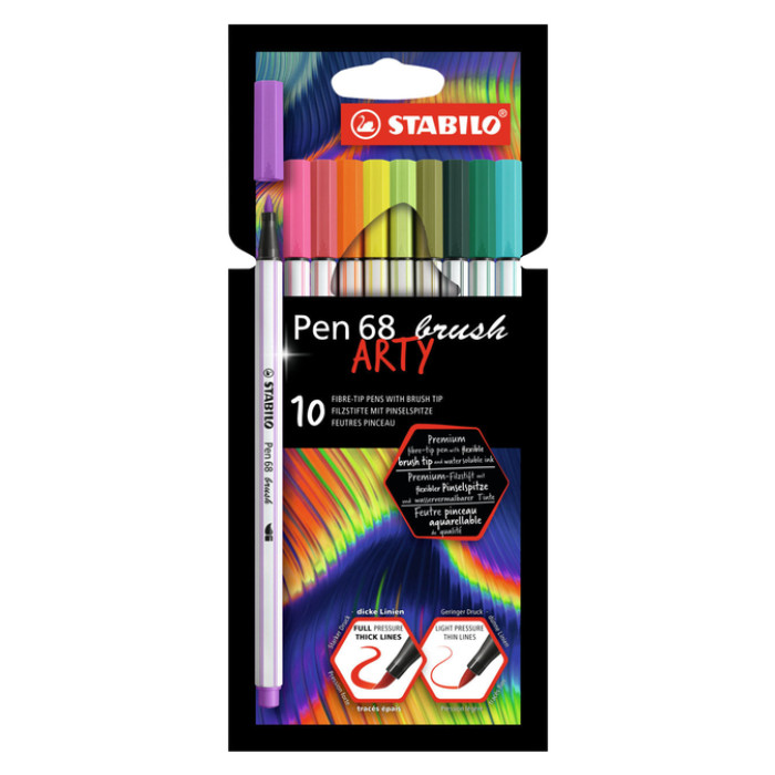 Brushstift STABILO Pen 568/10 Arty assorti set à 10 stuks
