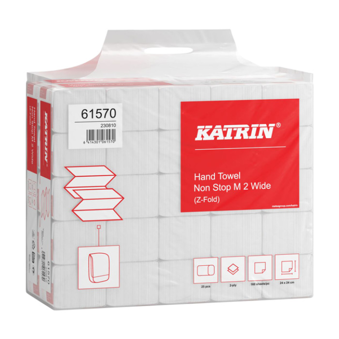 Handdoek Katrin z-vouw 2-laags 240x240mm 25x160 vel wit 61570
