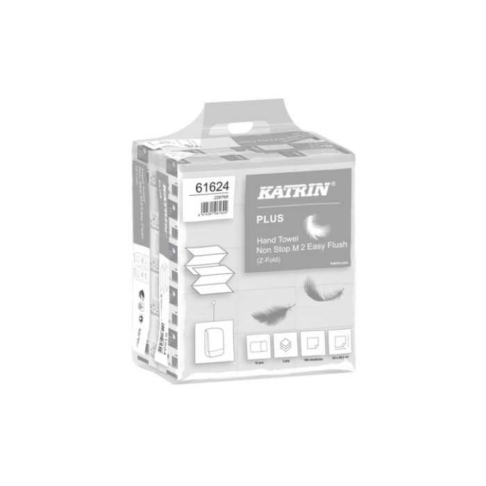 Handdoek Katrin Plus z-vouw 2-laags 203x240mm 15x160 vel wit 61624
