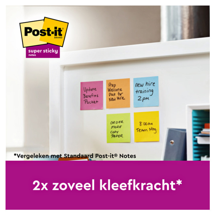 Memoblok Post-it 654 Super Sticky 76x76mm Boost 5 stuks