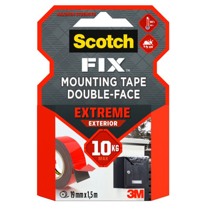 Plakband Scotch Extreme Exterior 19mm x 1,5m dubbelzijdig