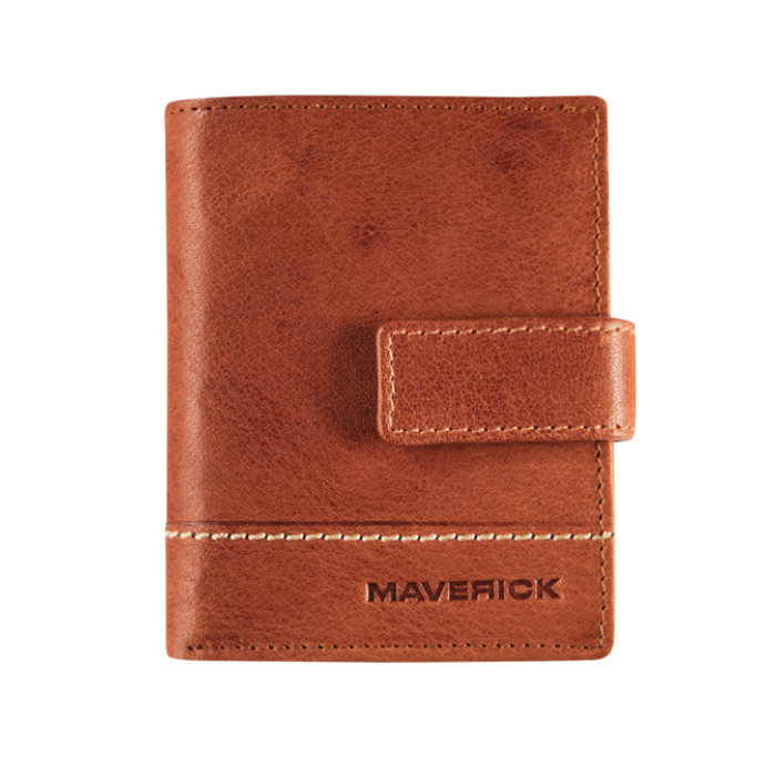 Kaarthouder Maverick Rough Gear super compact RFID leer cognac