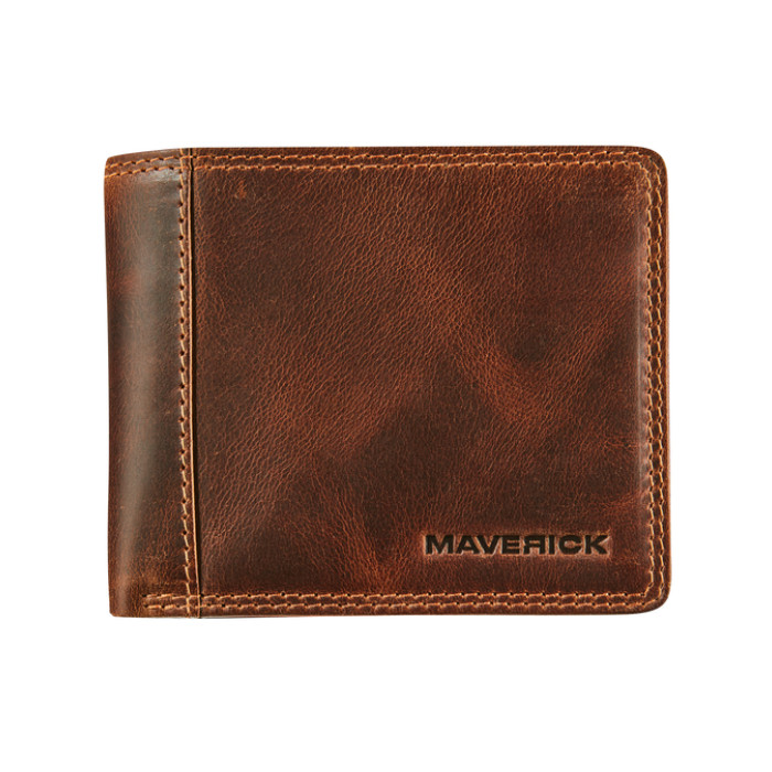 Portemonee Maverick The Original compact kleingeldvak RFID leer bruin