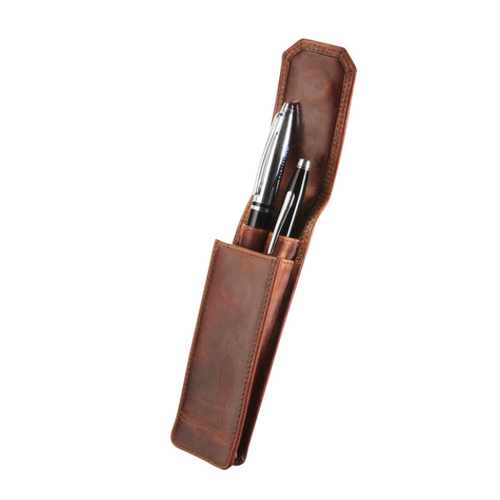 Pennenetui Maverick The Original 2-delig leer bruin