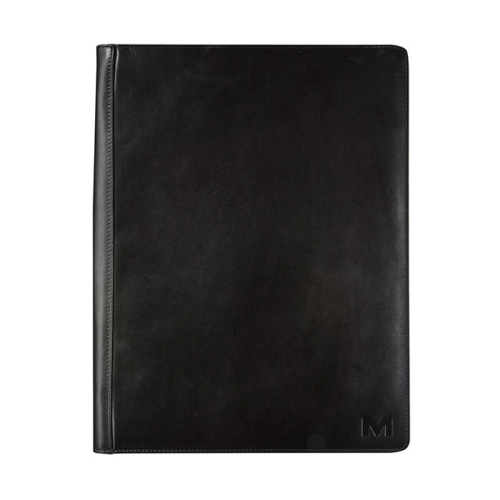 Schrijfmap Maverick All Black A4 met rits incl schrijfblok leer zwart