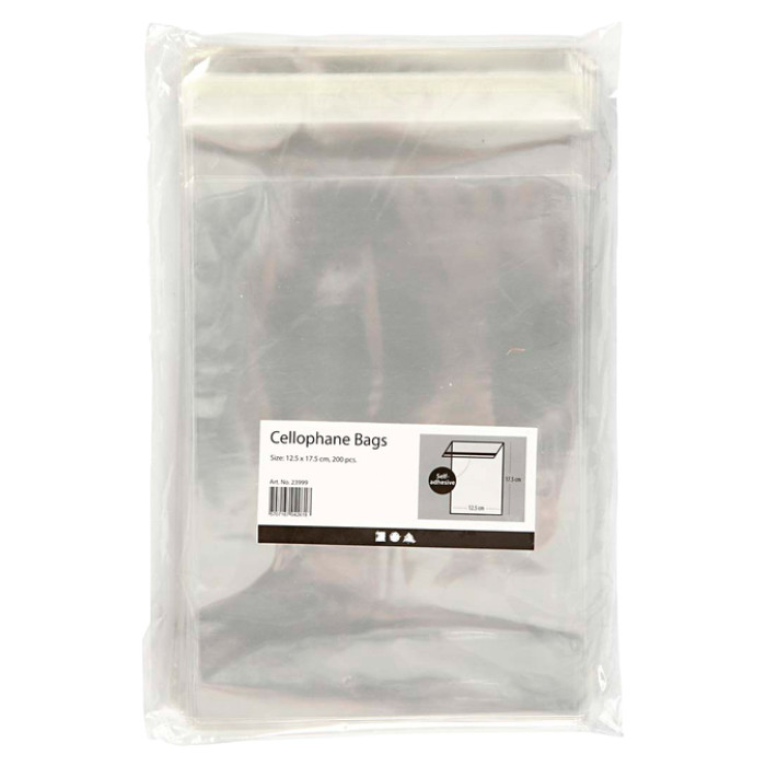 Cellofaanzak Creativ Company 17.3x12.3cm 25 micron met plakstrip 200st