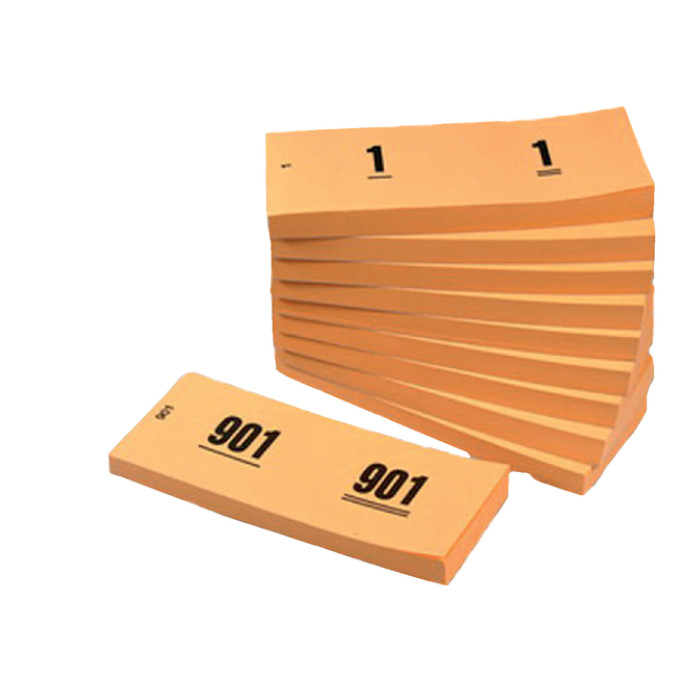Nummerblok 42x105mm nummering 1-1000 oranje 10 stuks