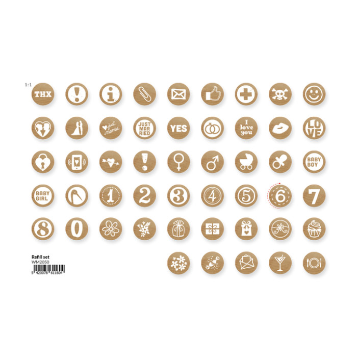 Mini Woodies refill set met 250 ministempel