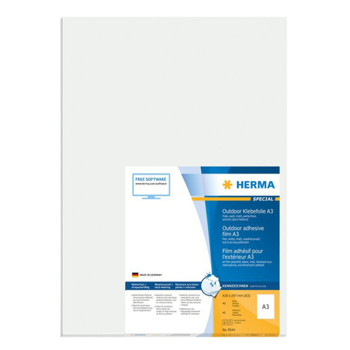 Etiket HERMA 9544 297x420mm weerbestendig wit 40 stuks