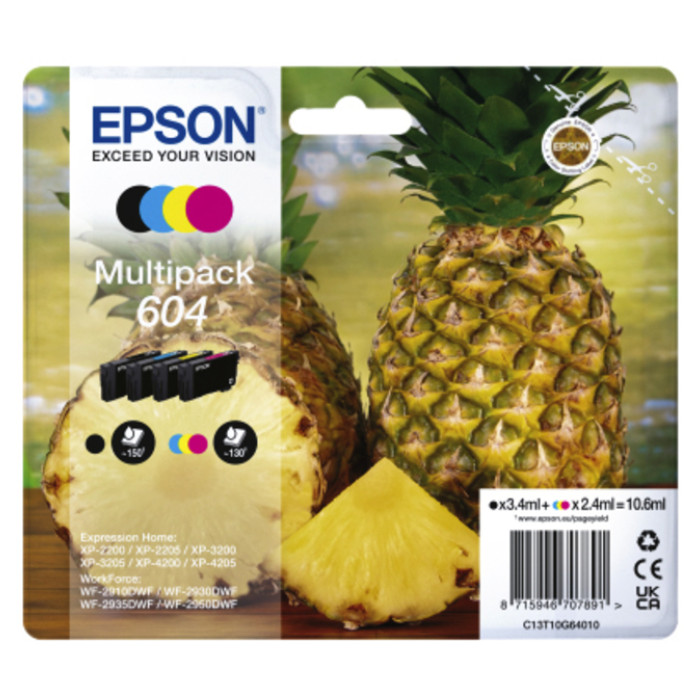 Inktcartridge Epson 604 T10G64 zwart + 3 kleuren