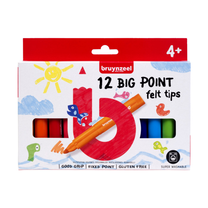Viltstift Bruynzeel Kids Big Point assorti 12 stuks