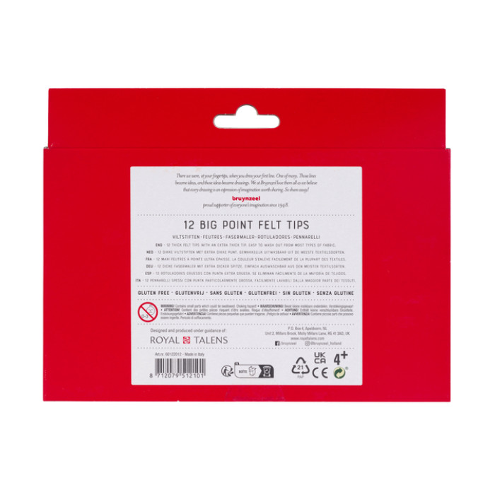 Viltstift Bruynzeel Kids Big Point assorti 12 stuks