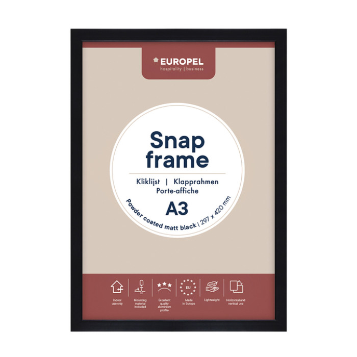 Kliklijst Europel A3 25mm mat zwart