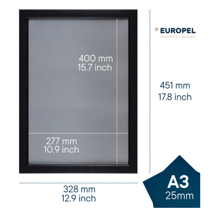 Kliklijst Europel A3 25mm mat zwart