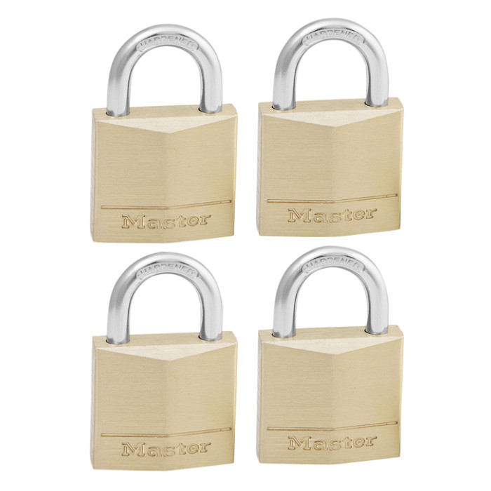 Hangslot MasterLock 4 gelijksluitend messing 30mm 4 stuks