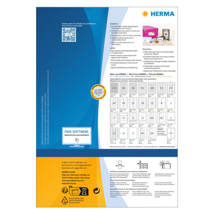 Etiket HERMA 10778 38.1x21.2mm wit 5200 stuks