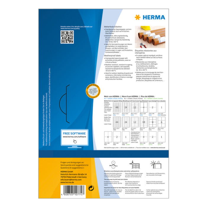 Etiket HERMA 10774 210x148mm weerbestendig wit 160 stuks