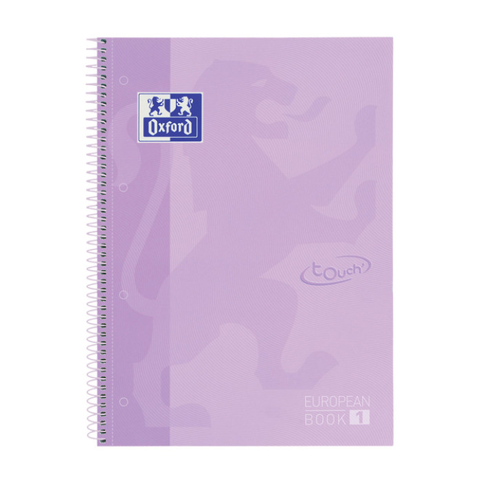 Notitieboek Oxford Touch Europeanbook A4+ 4gaats lijn 160pag paars