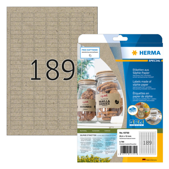 Etiket HERMA 10750 25.4x10mm silphie bruin 3780 stuks
