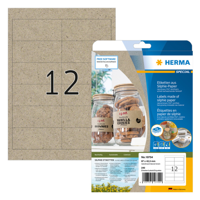 Etiket HERMA 10754 97x42.3mm silphie bruin 240 stuks