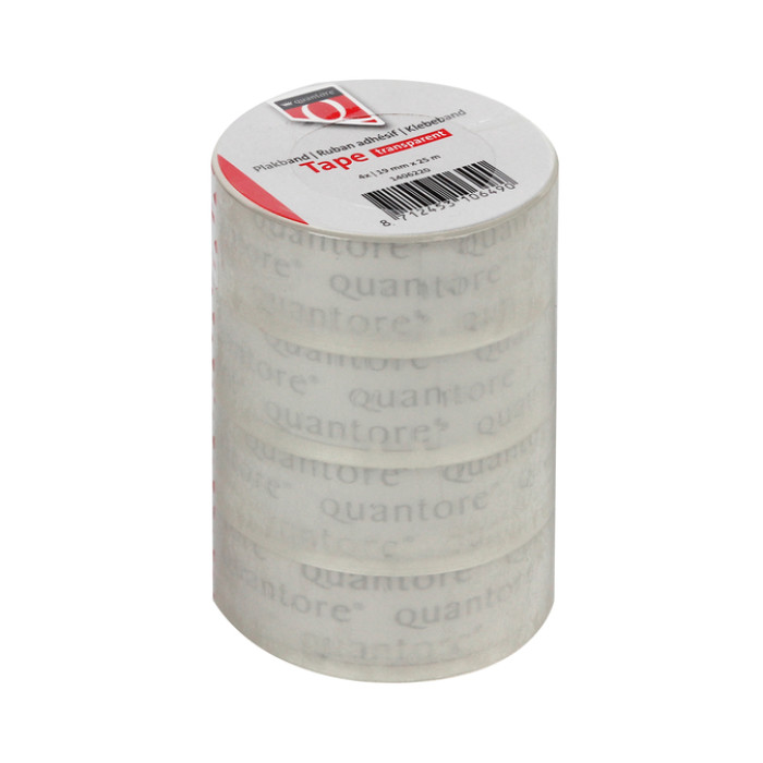 Plakband Quantore 19mmx25m transparant 4 rollen