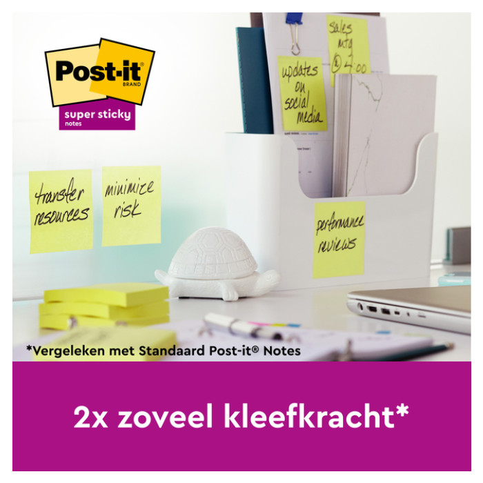Memoblok Post-it 622 Super Sticky 47,6x47,6mm geel 12 stuks