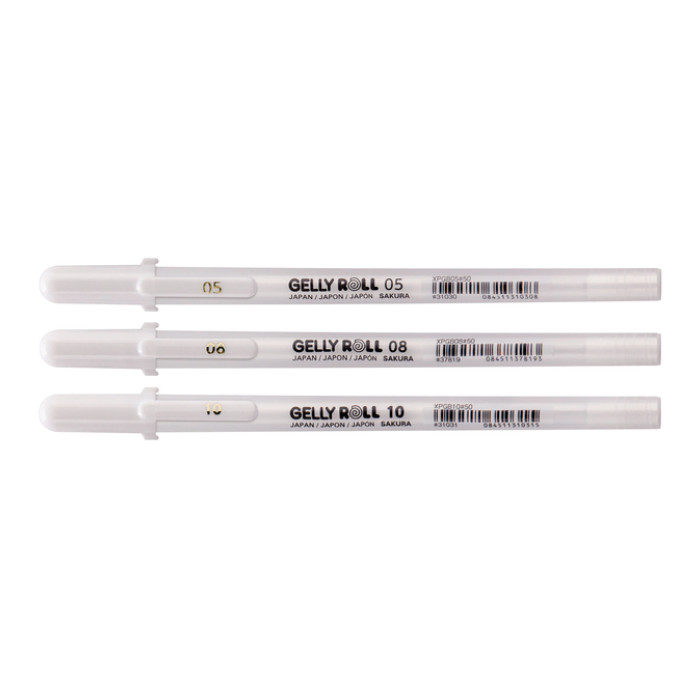 Gelschrijver Sakura Gelly Roll Classic set à 3 breedtes wit