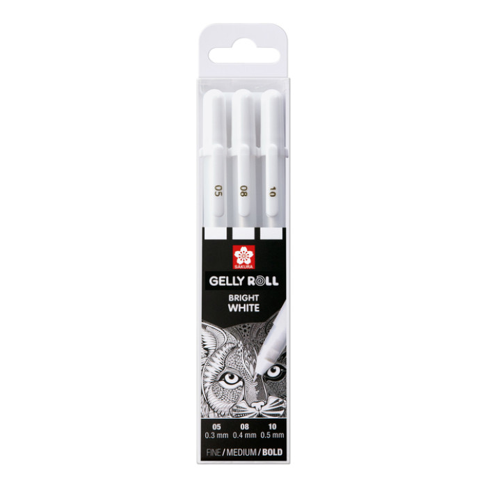 Gelschrijver Sakura Gelly Roll Classic set à 3 breedtes wit