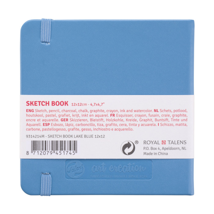 Schetsboek Talens Art Creation 80 witte vellen 140gr 120x120mm blauw