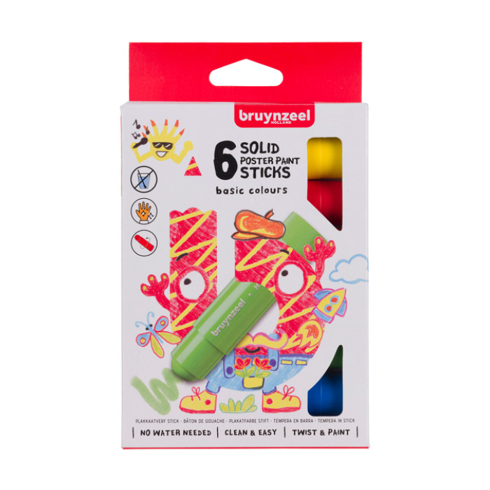 Verfstift Bruynzeel Kids assorti basis 6 stuks