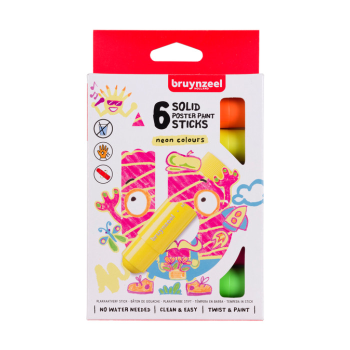 Verfstift Bruynzeel Kids assorti neon 6 stuks