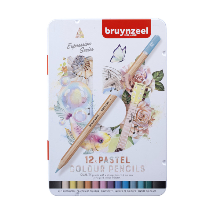 Kleurpotloden Bruynzeel Expression assorti pastel blik à 12 stuks