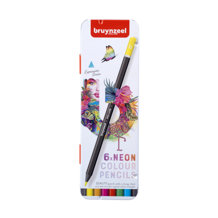 Kleurpotloden Bruynzeel Expression assorti neon blik à 6 stuks