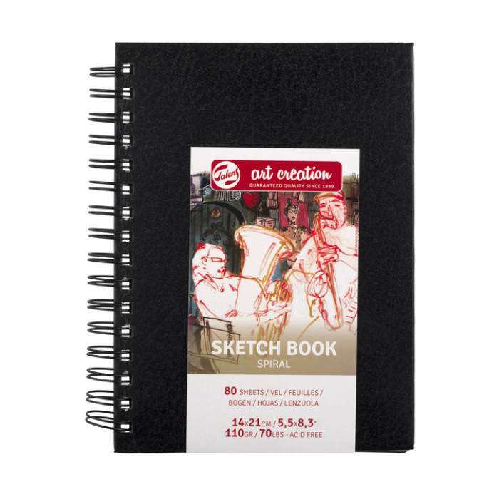 Schetsboek Talens Art Creation 80 vel 110gr 140x210mm spiraal zwart