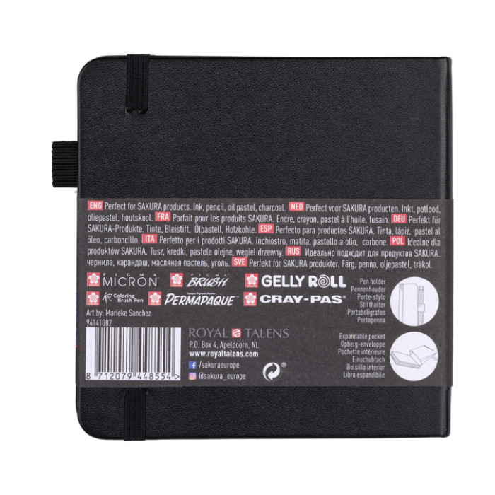 Schetsboek Sakura 80 zwarte vellen 140gr 120x120mm zwart