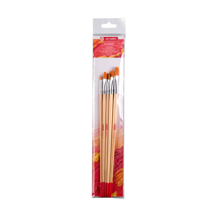Penseel Talens Art Creation filament rond en plat set à 5 stuks