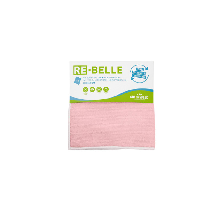 Microvezeldoek Greenspeed Re-belle 40x40cm roze 5 stuks