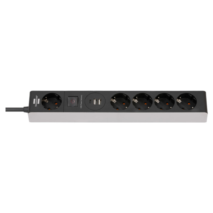 Stekkerdoos Brennenstuhl 5vdig 1+2 USB C Power Delivery 1.5m grijs/zw