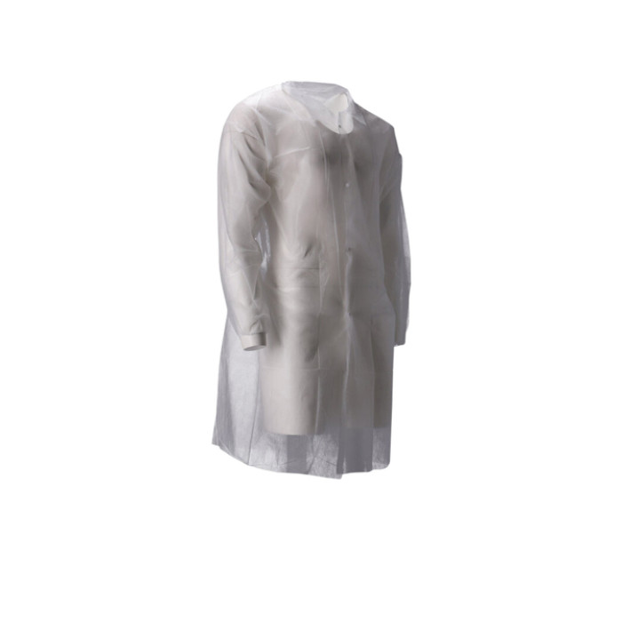 Bezoekersjas CMT M non-woven drukknopen 104cm lang PP wit 100 stuks
