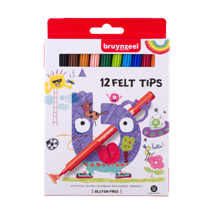 Viltstift Bruynzeel Kids assorti 12 stuks