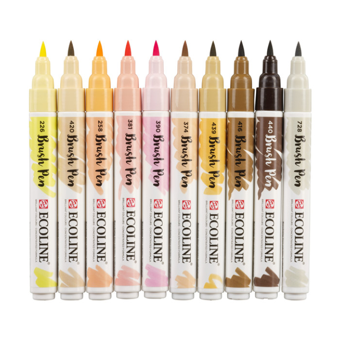 Brushpen Talens Ecoline portret kleuren set à 10 stuks