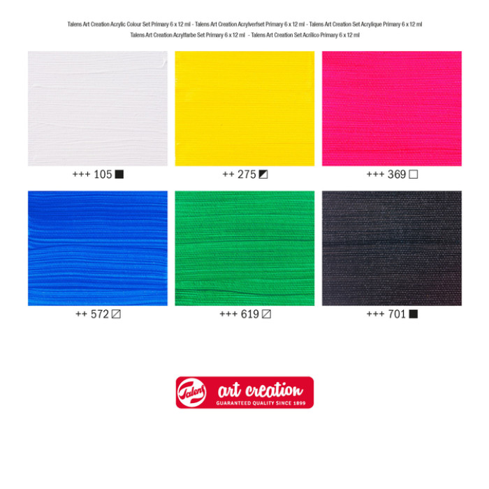 Acrylverf Talens Art Creation Primary assorti 6 tubes à 12ml
