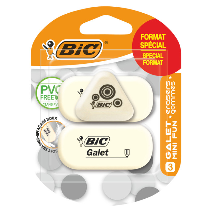 Gum Bic Galet pvc vrij zacht potlood wit blister à 3 stuks