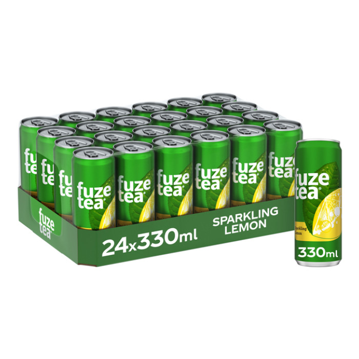 Frisdrank Fuze Tea Black Tea sparkling lemon blik 330ml