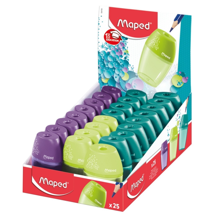 Puntenslijper Maped Shaker 1-gaats display à 25 stuks assorti