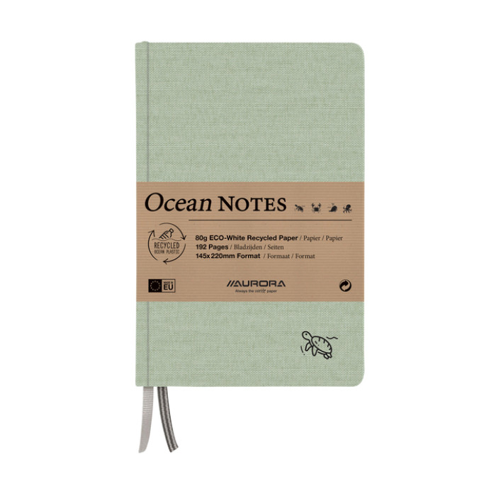 Notitieboek Aurora Ocean A5 192blz lijn 80gr linnenstructuur kaft groen