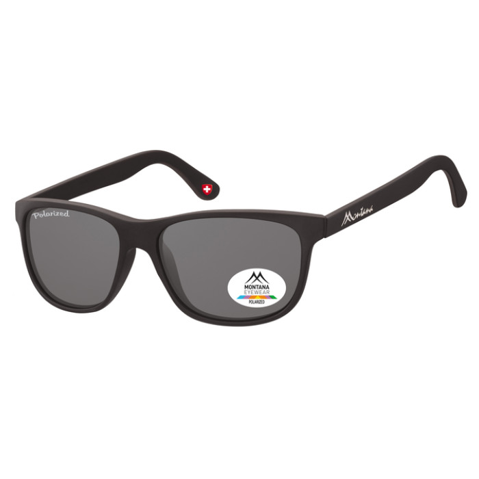 Zonnebril Montana met smoke gepolariseerd glas mat zwart