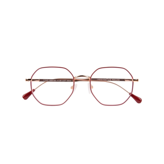 Leesbril I Need You +2.00 dpt Yoko rood-koper