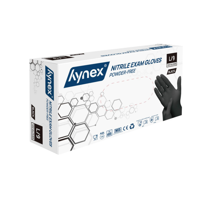 Handschoen Hynex nitril L zwart 3.5g pak à 100 stuks